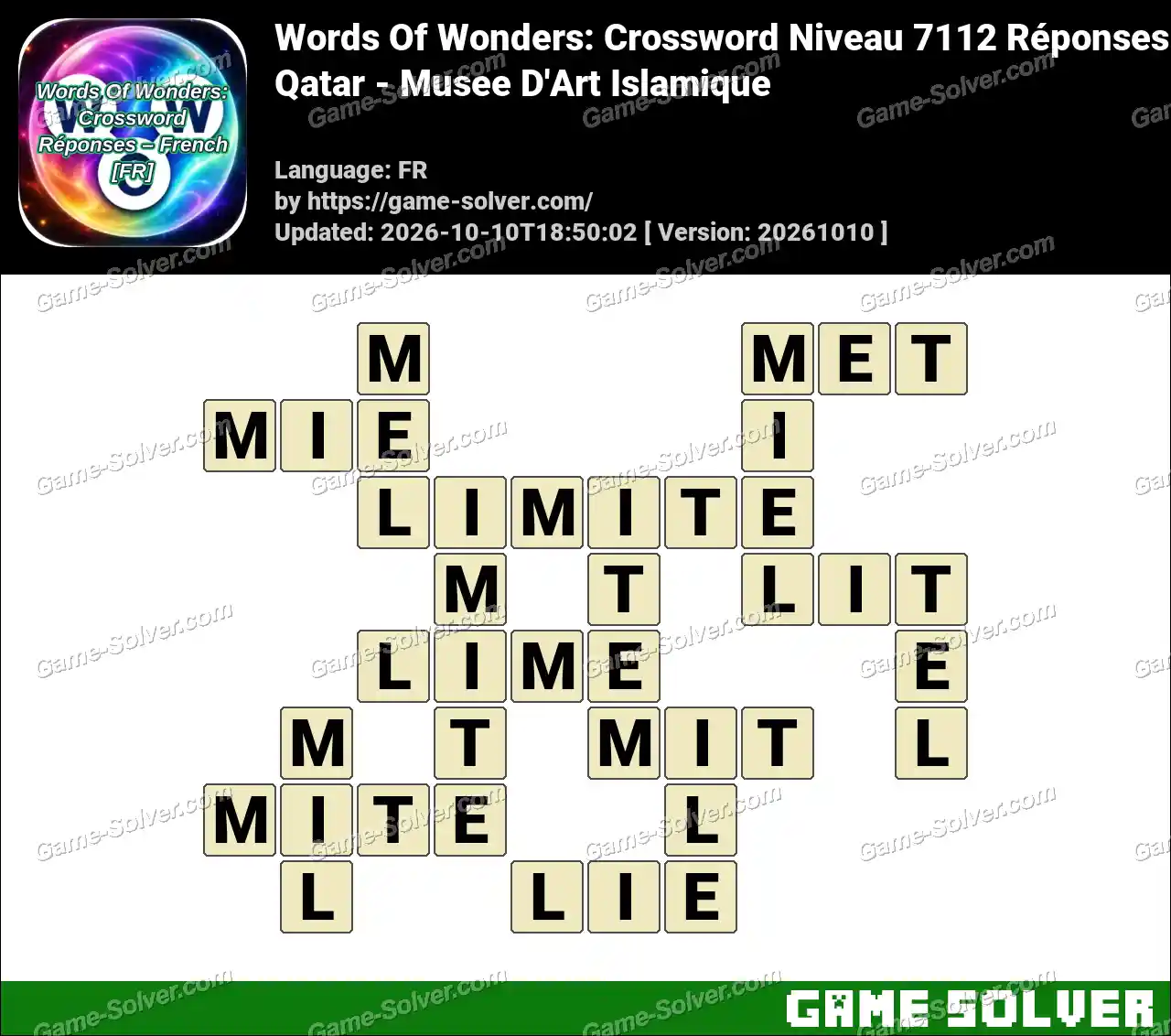 Words Of Wonders: Crossword Niveau 7112 Réponses – Qatar – Musee D’Art Islamique